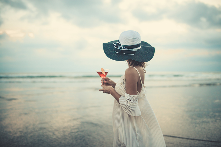 woman on the beach in a dress