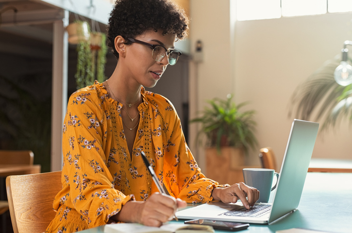 woman on computer