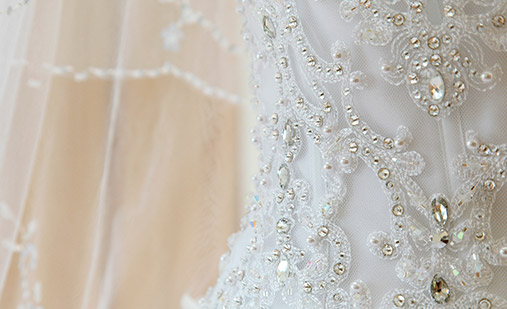 bridal dress remove and secure all the important beading hardware in Vaughan