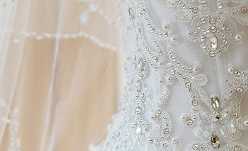 bridal dress remove and secure all the important beading hardware in Vaughan